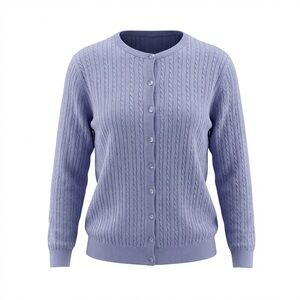 Castle of Ireland Pure New Wool Light Blue Cable Knit Cardigan UK Size 14